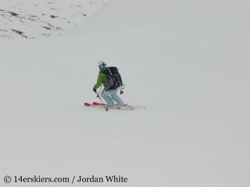 Brittany Walker Konsella backcountry skiing on Redcloud Peak