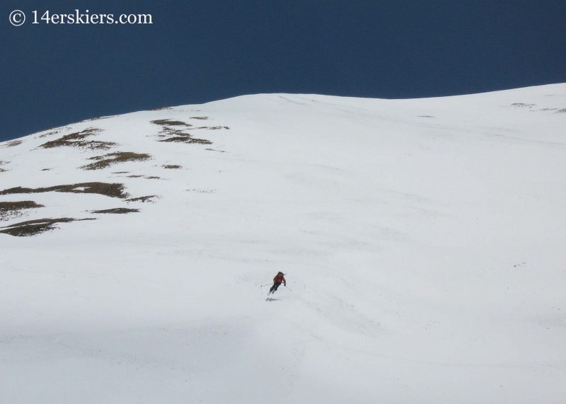 Frank Konsella backcountry skiing on Redcloud Peak. 