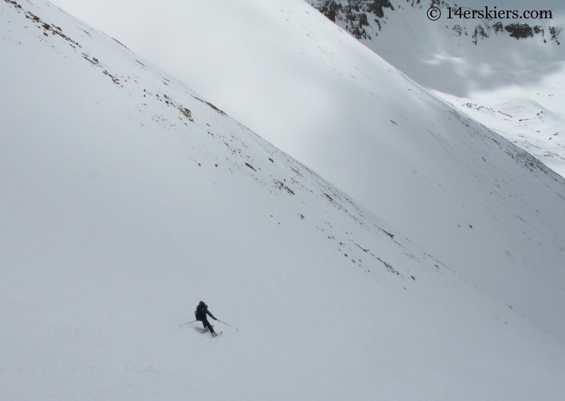 Jordan White backcountry skiing on Redcloud Peak.