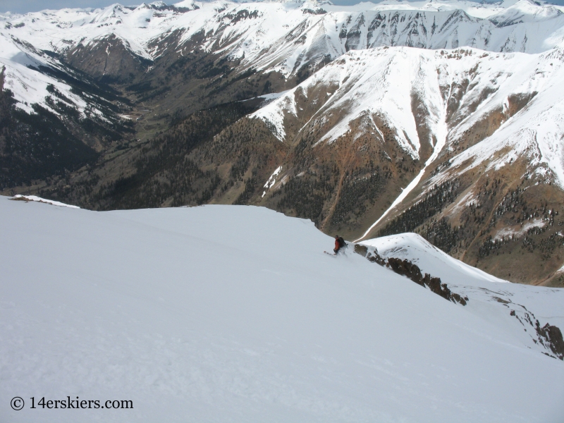 Frank Konsella backcountry skiing on Redcloud Peak. 