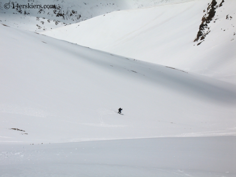 Jordan White backcountry skiing on Redcloud Peak.