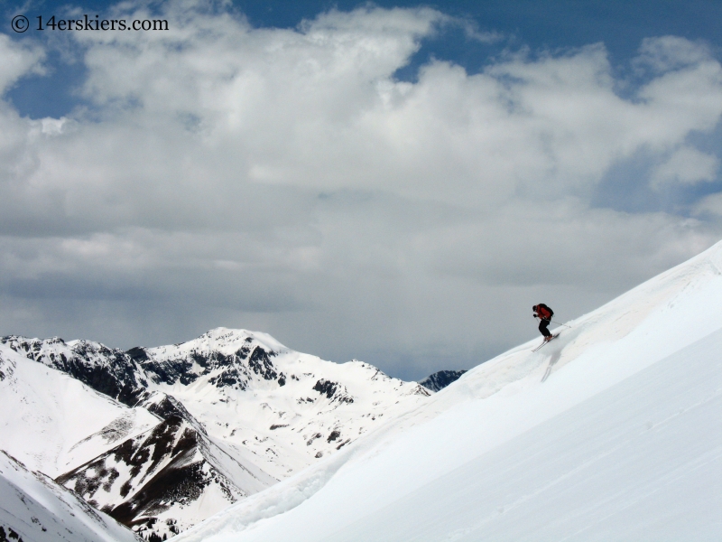 Frank Konsella backcountry skiing on Redcloud Peak. 