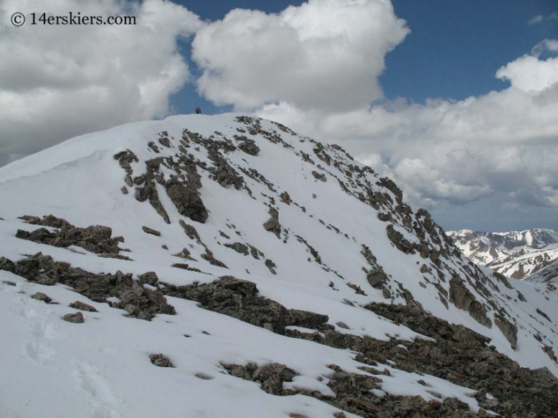 Brad Bond cresting false summit on Tabeguache Peak. 