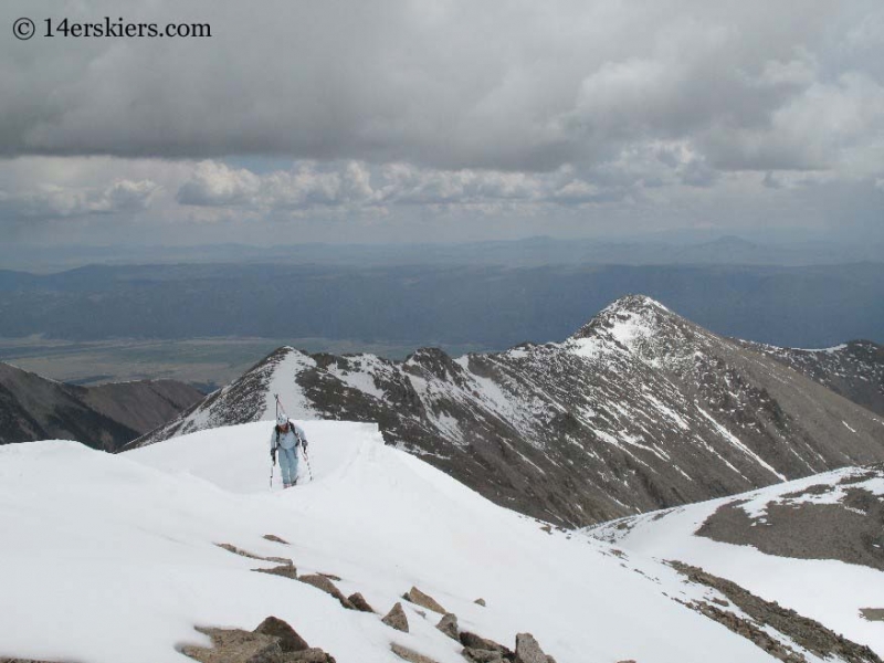 Brittany Walker Konsella approaching summit of Tabeguache Peak. 