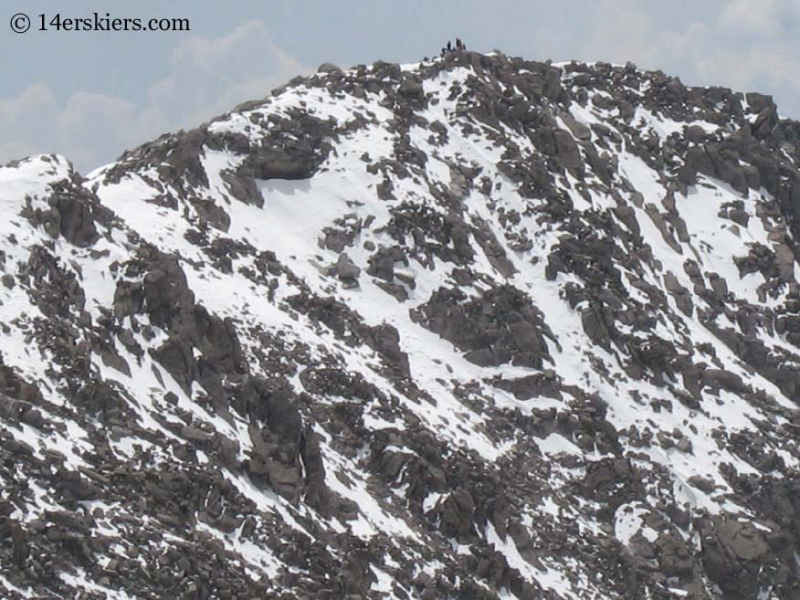 People on summit of Shavano seen from Tabeguache Peak. 