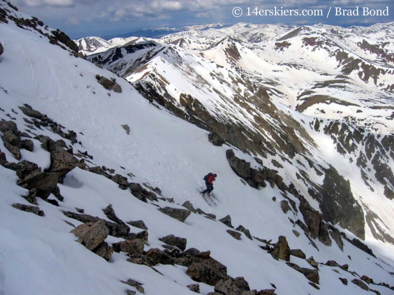 Frank Konsella backcountry skiing on Tabeguache Peak. 
