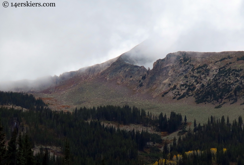 East Beckwith in clouds from Three Lakes Trail