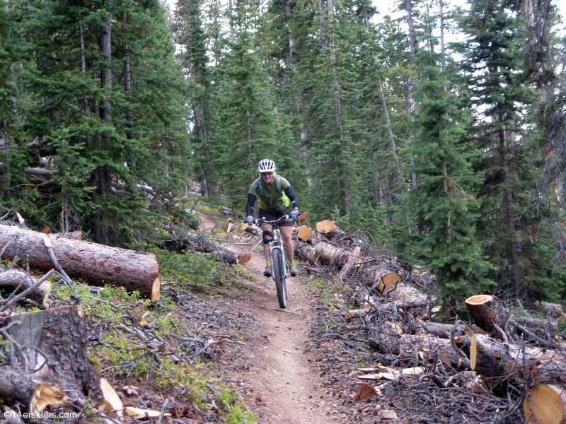 Mountain biking Tiger Run near Breckenridge, CO.