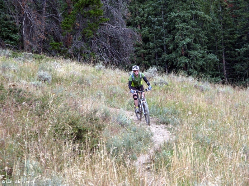 Mountain biking Tiger Run near Breckenridge, CO.