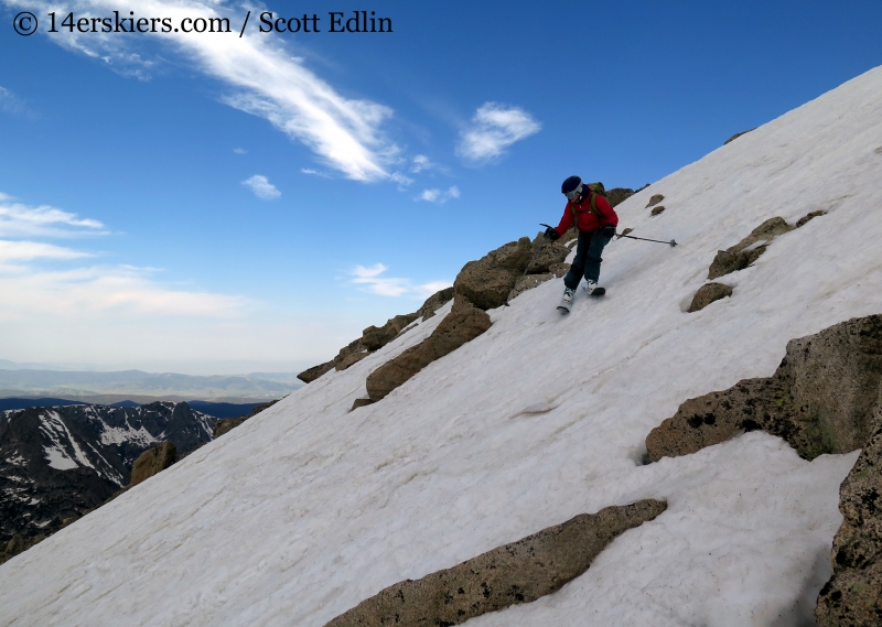 Brittany Konsella backcountry skiing on Mt Toll 