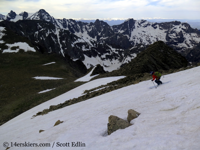 Brittany Konsella backcountry skiing on Mt Toll 