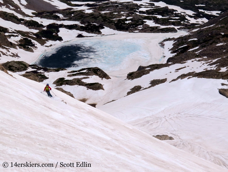 Brittany Konsella backcountry skiing on Mount Toll 