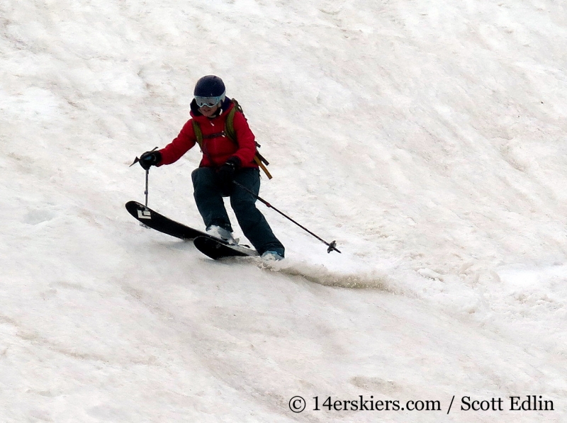 Brittany Konsella backcountry skiing on Toll 