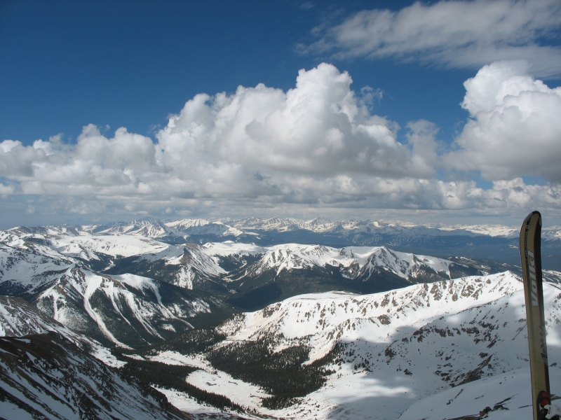 Views from summit of Torreys Peak while backcountry skiing in Colorado