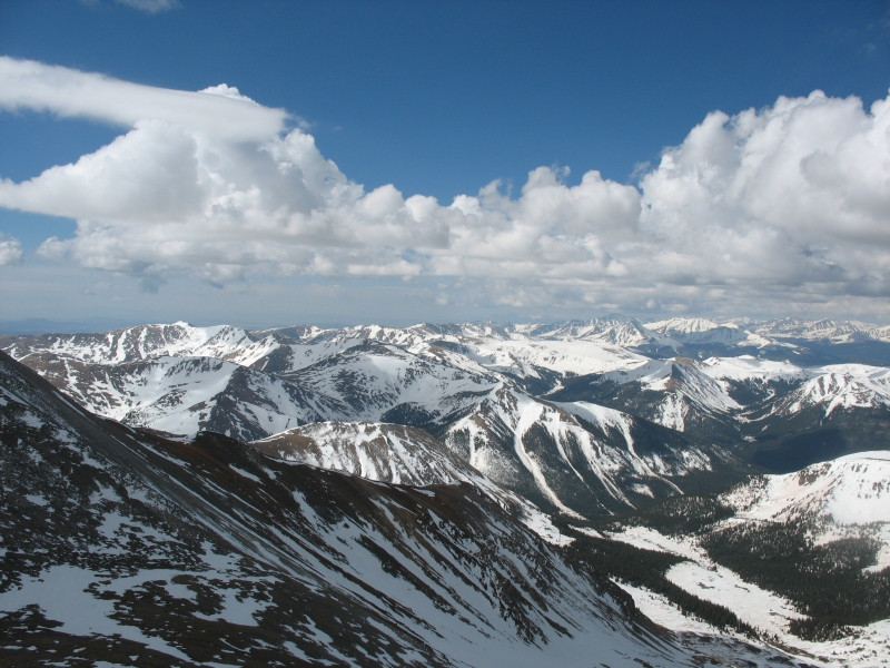 Views from summit of Torreys Peak while backcountry skiing in Colorado