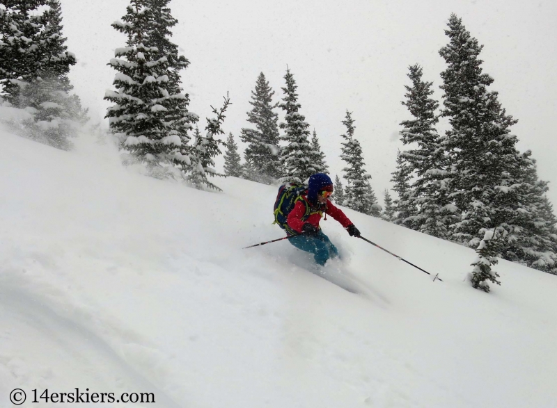 Brittany Konsella backcountry skiing on Mount Trelease.