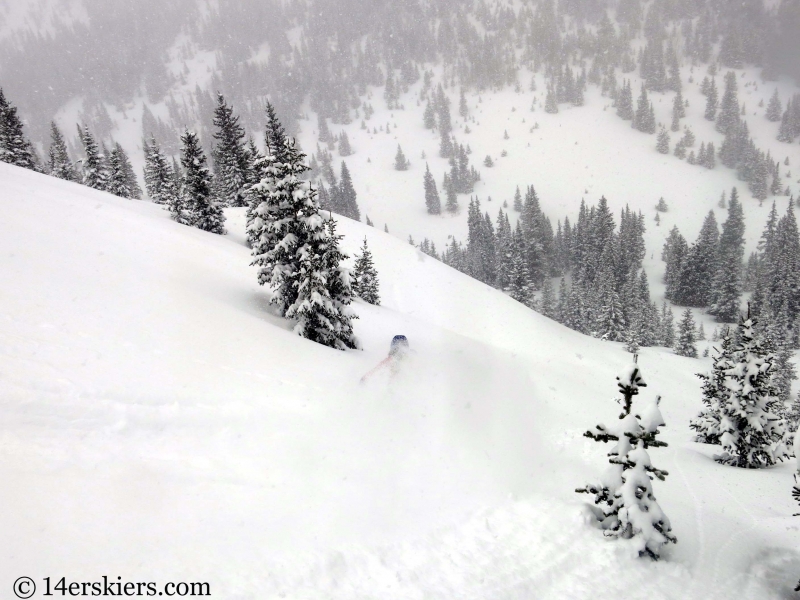 Brittany Konsella backcountry skiing on Mount Trelease