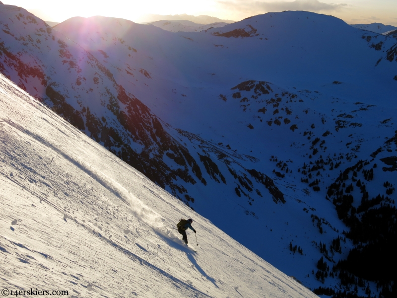 Brittany Konsella skiing a fourteener