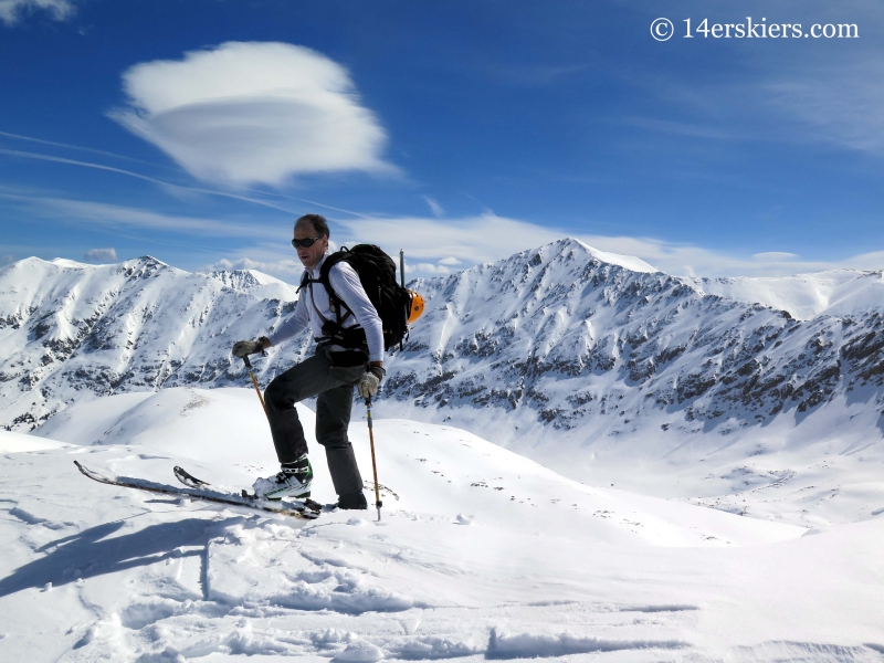 Matt Kamper backcountry skiing on Mount Tweto. 