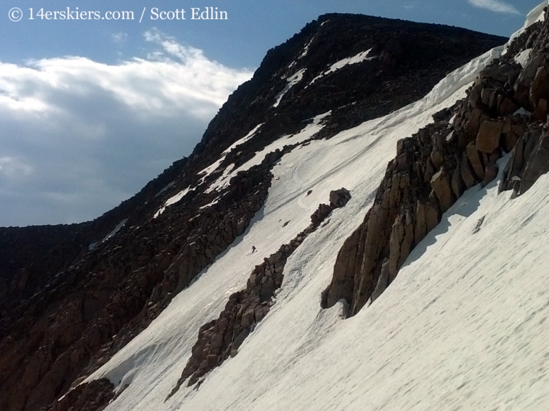 Brittany Konsella skiing Tyndall Couloir