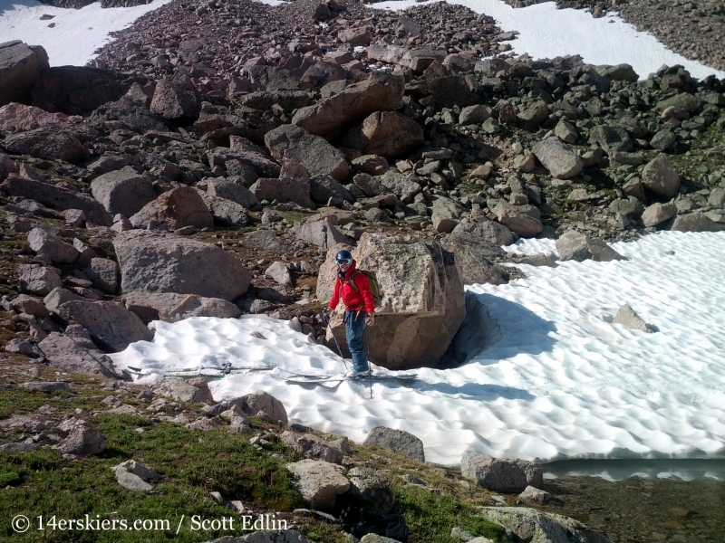 Brittany Konsella backcountry skiing in Tyndall Gorge. 