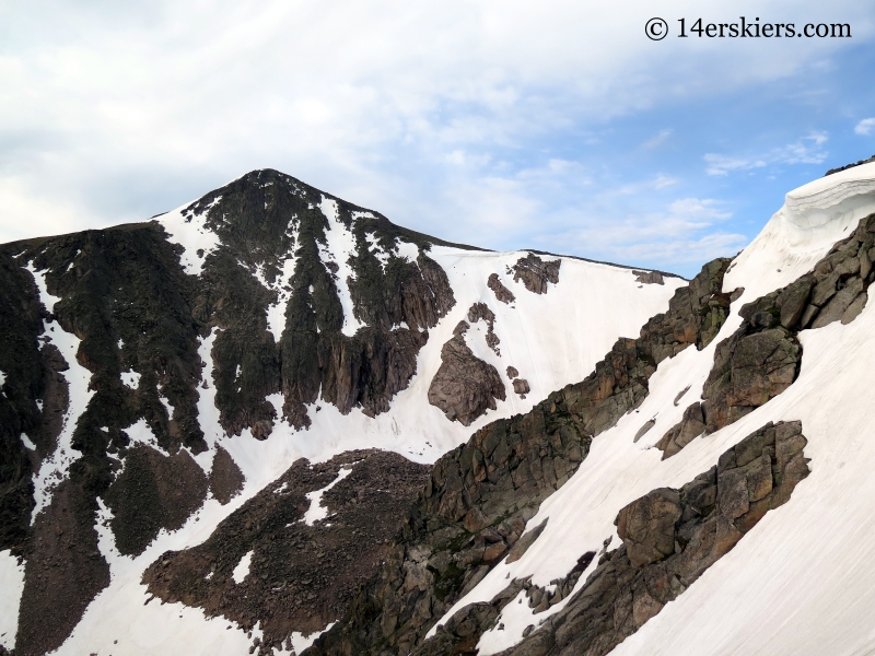 Tyndall Couloir and Glacier with Hallett Peak. 