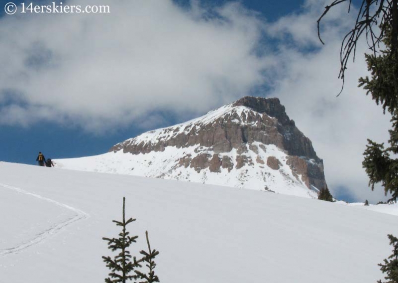 Skinning to ski Uncompahgre Peak. 