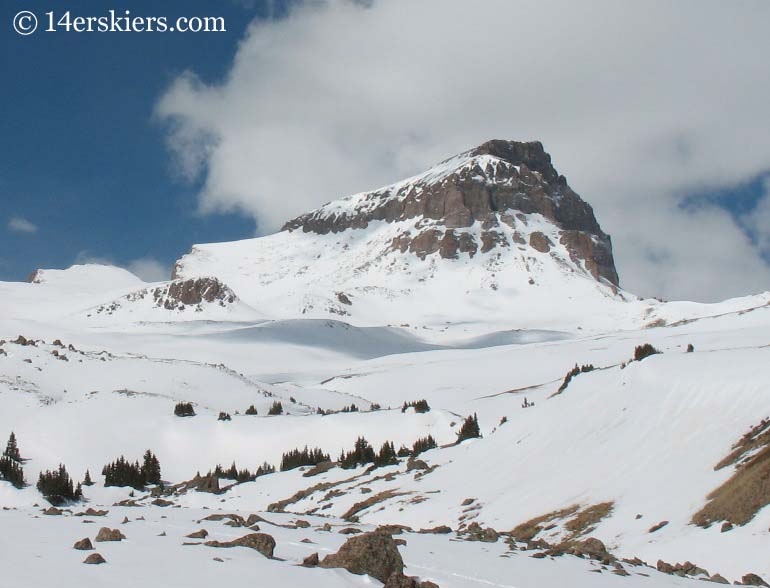 Uncompahgre Peak with snow cover. 