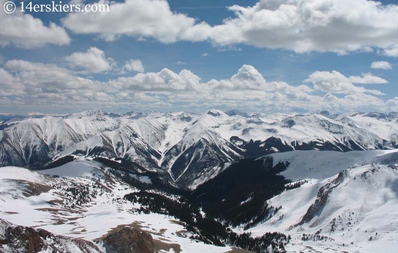 Sunshine and Redcloud seen from Uncompahgre. 