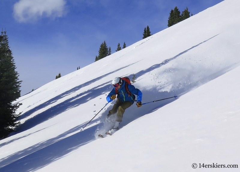 Frank Konsella backcountry skiing on Uneva Peak. 