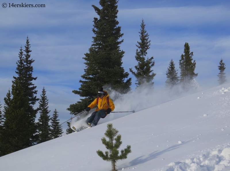 Gary Fondl backcountry skiing on Uneva Peak. 