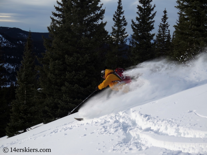 Gary Fondl backcountry skiing on Uneva Peak. 