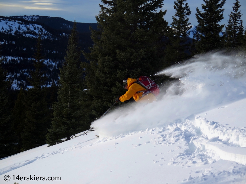 Gary Fondl backcountry skiing on Uneva Peak. 