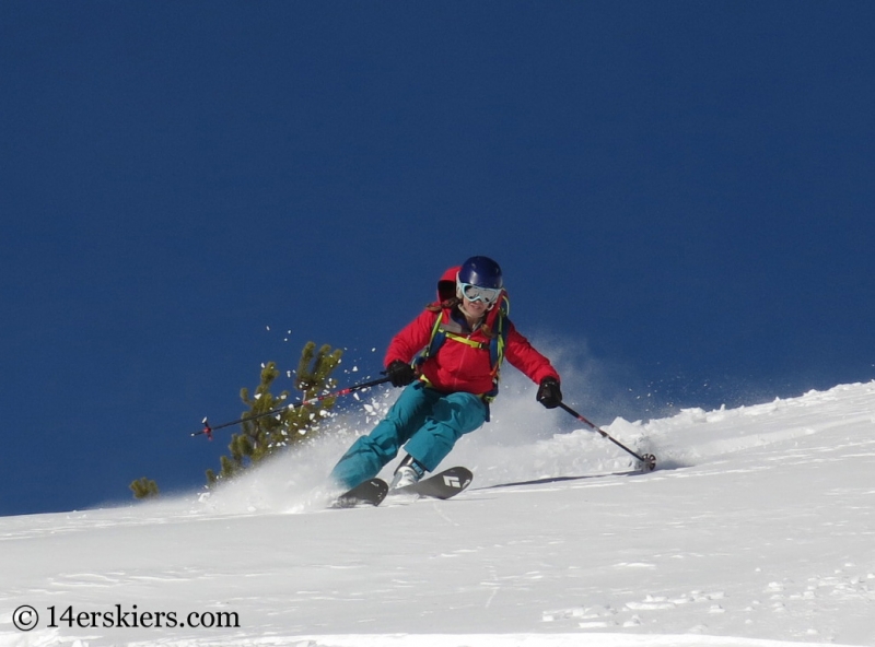 Brittany Konsella backcountry skiing Uneva Peak.