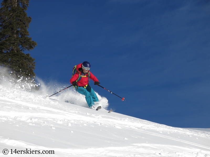 Brittany Konsella backcountry skiing Uneva Peak.