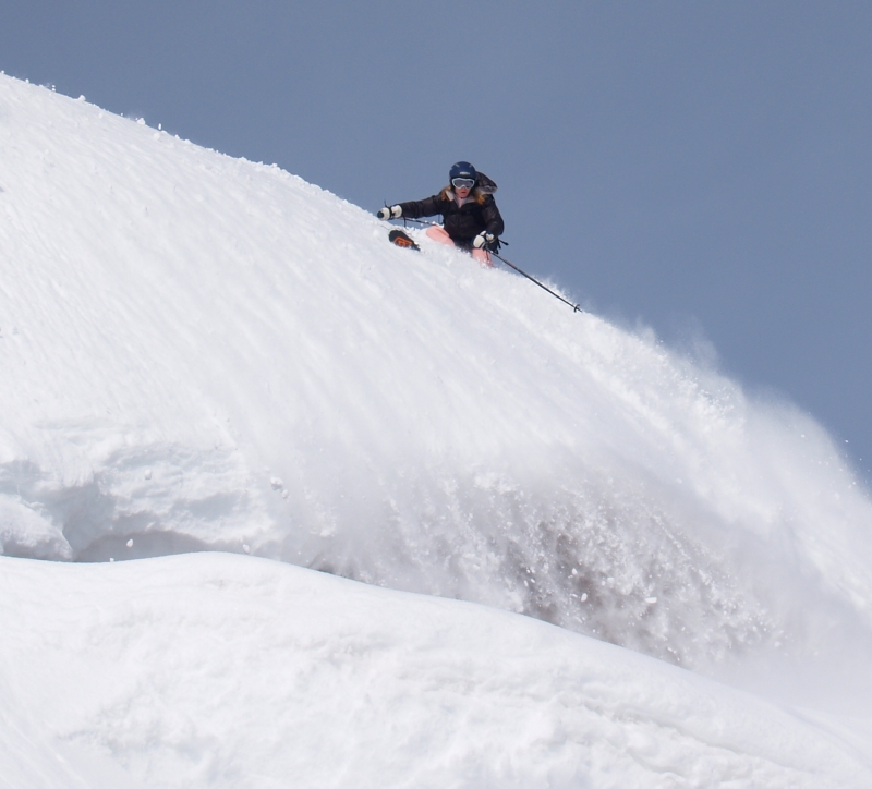 Brittany Walker Konsella backcountry skiing on Vail Pass.