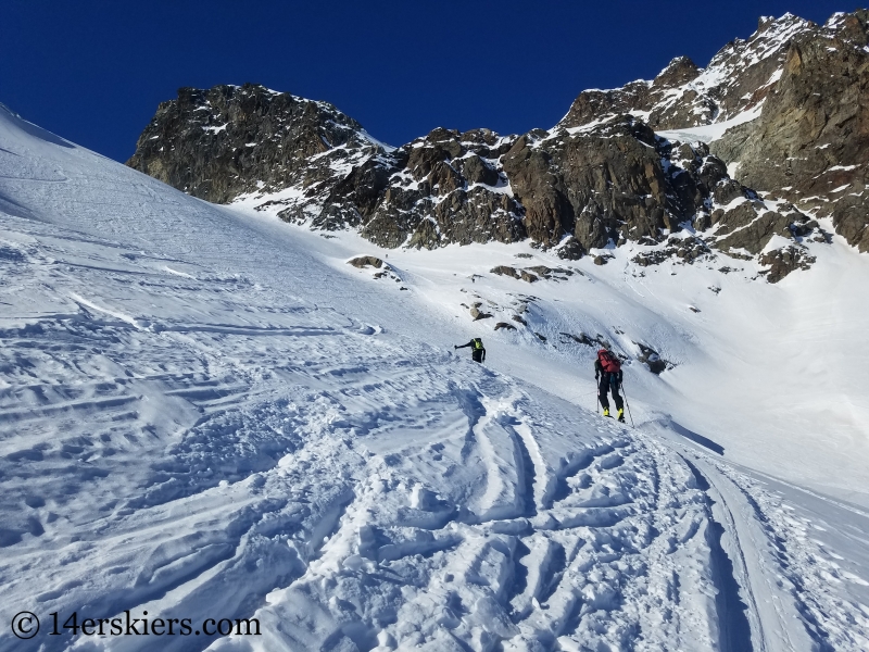 Backcountry skiing on Oschentaier Glacier