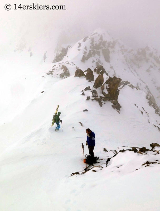 Natalie Moran and Matt Kamper on the ridge on Atlantic Peak. 