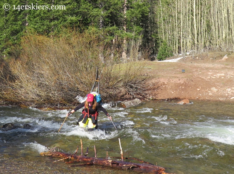 Jenny Veilleux crossing Copper Creek