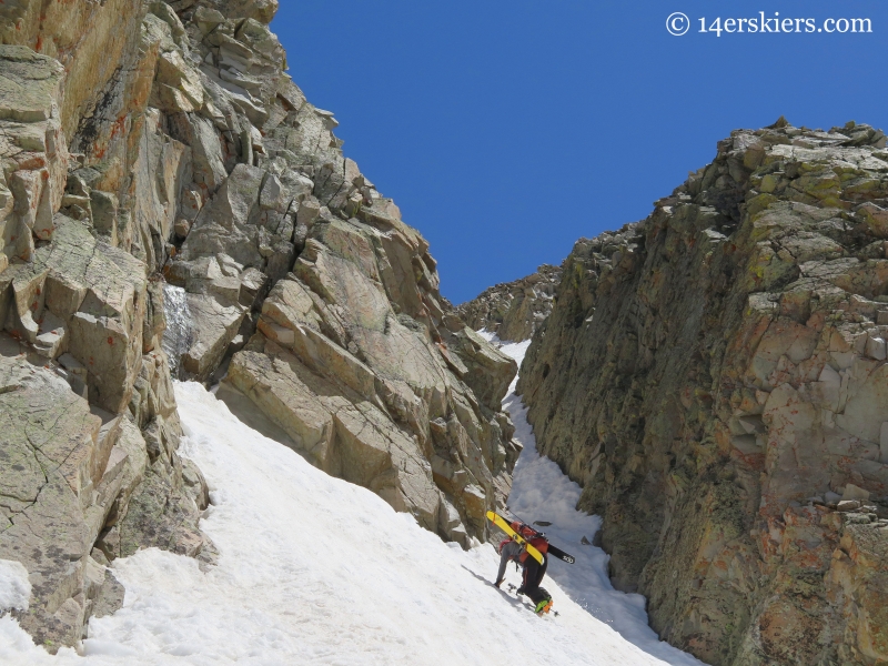 Ben McShan at the choke of White Widow Couloir