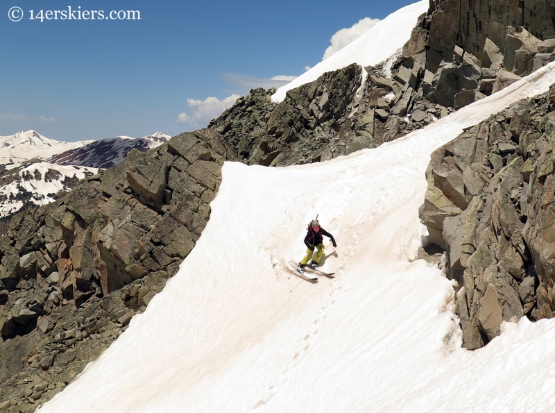 Jenny Veilleux skiing White Widow Couloir