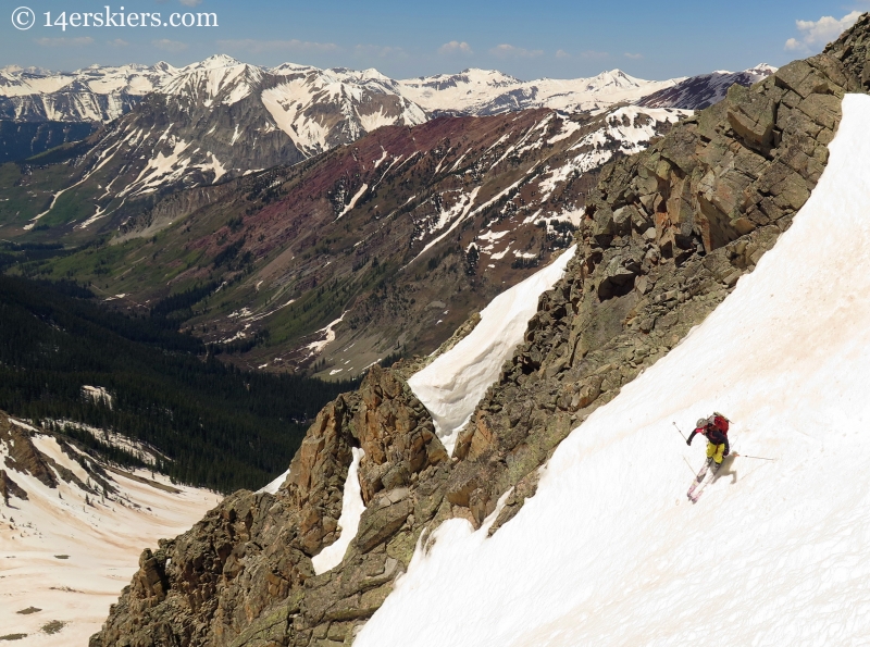 Jenny Veilleux skiing White Widow Couloir