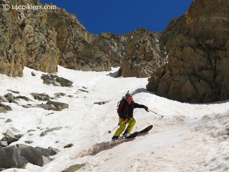 Jenny Veilleux skiing White Widow Couloir