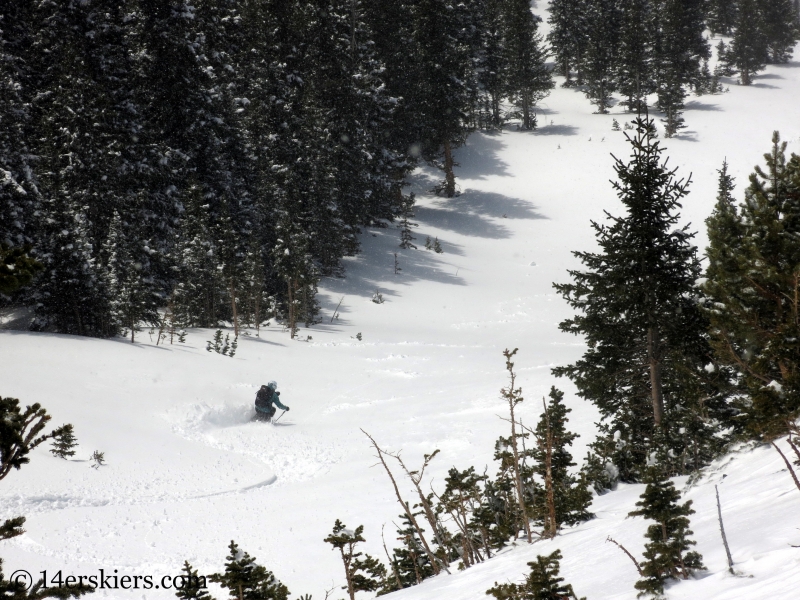 Susan Mol backcountry skiing Loveland Pass Widow Maker