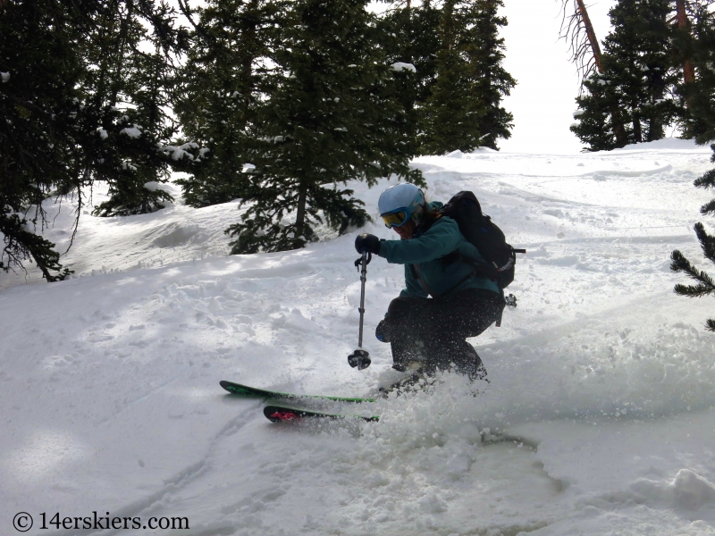 Susan Mol backcountry skiing Loveland Pass Hippie Trees.