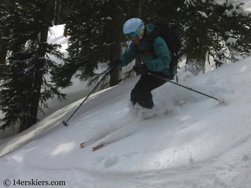 Susan Mol backcountry skiing Loveland Pass Hippie Trees.