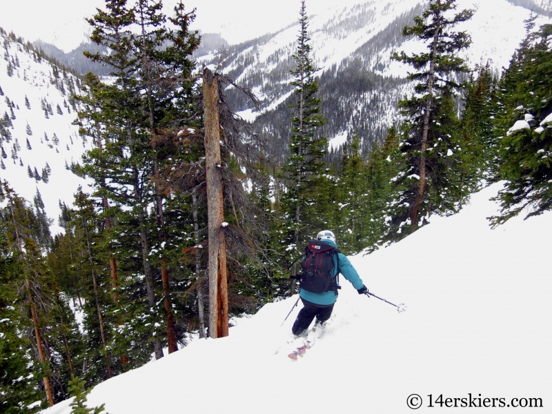 Susan Mol backcountry skiing Loveland Pass Hippie Trees.