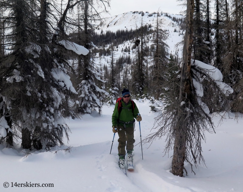 Frank Konsella backcountry skiing on Wolf Creek Pass