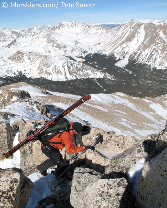 Frank Konsella climbing Mt. Yale.