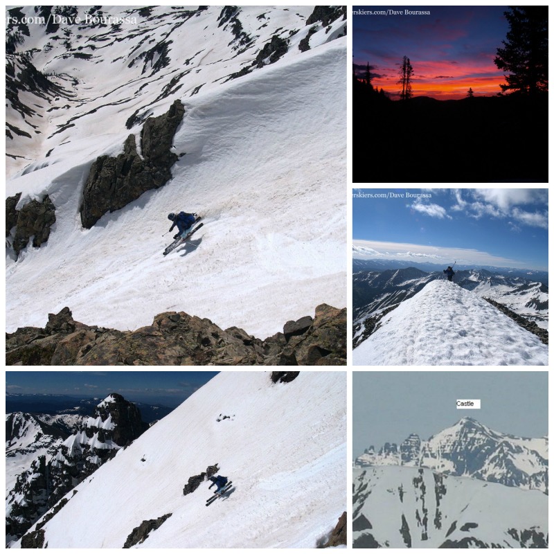 backcountry skiing the east face of Castle Peak, Colorado fourteener